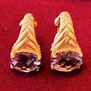Judith Ripka Gold and Purple Earrings